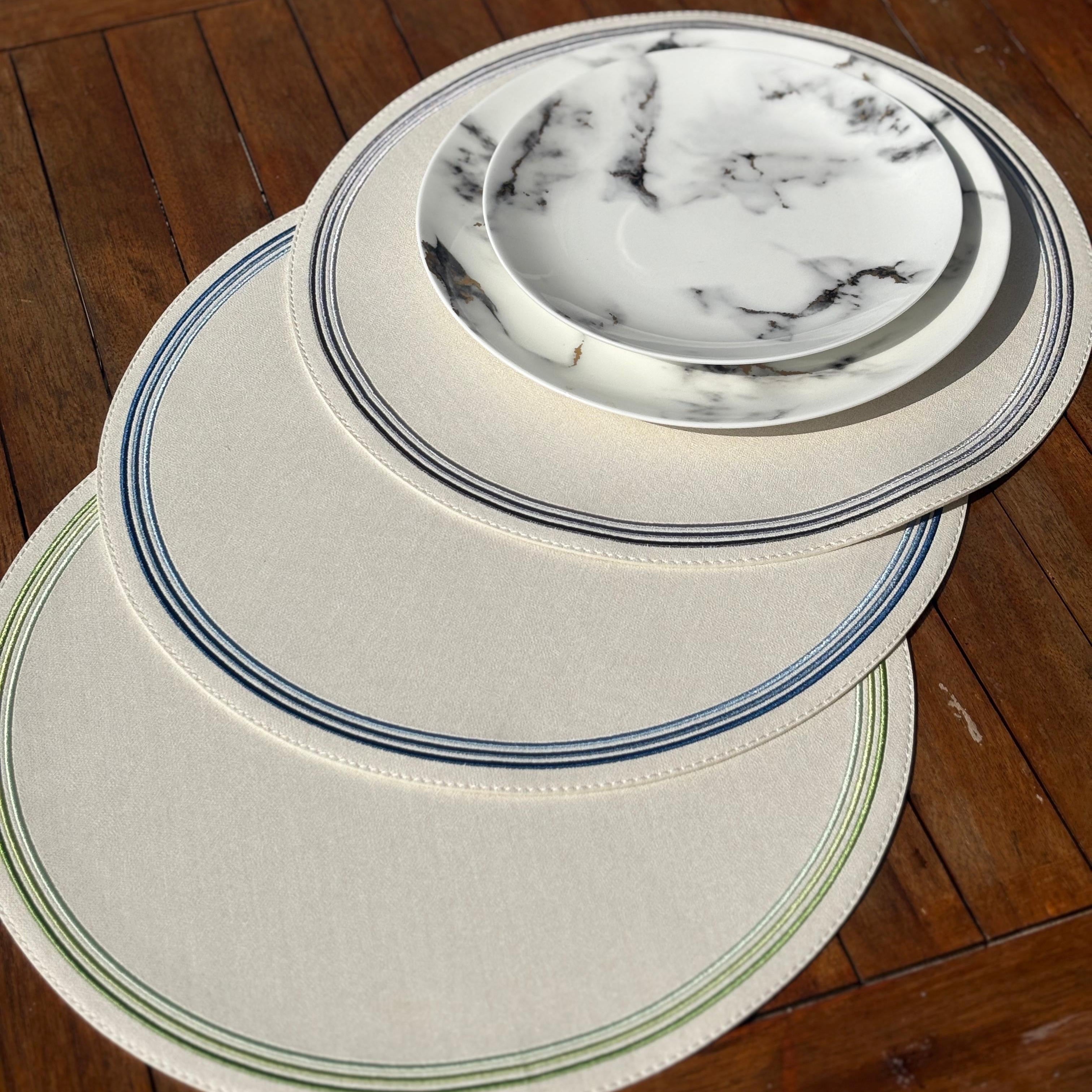 Madrid Circle Placemat with Tonal Embroidery