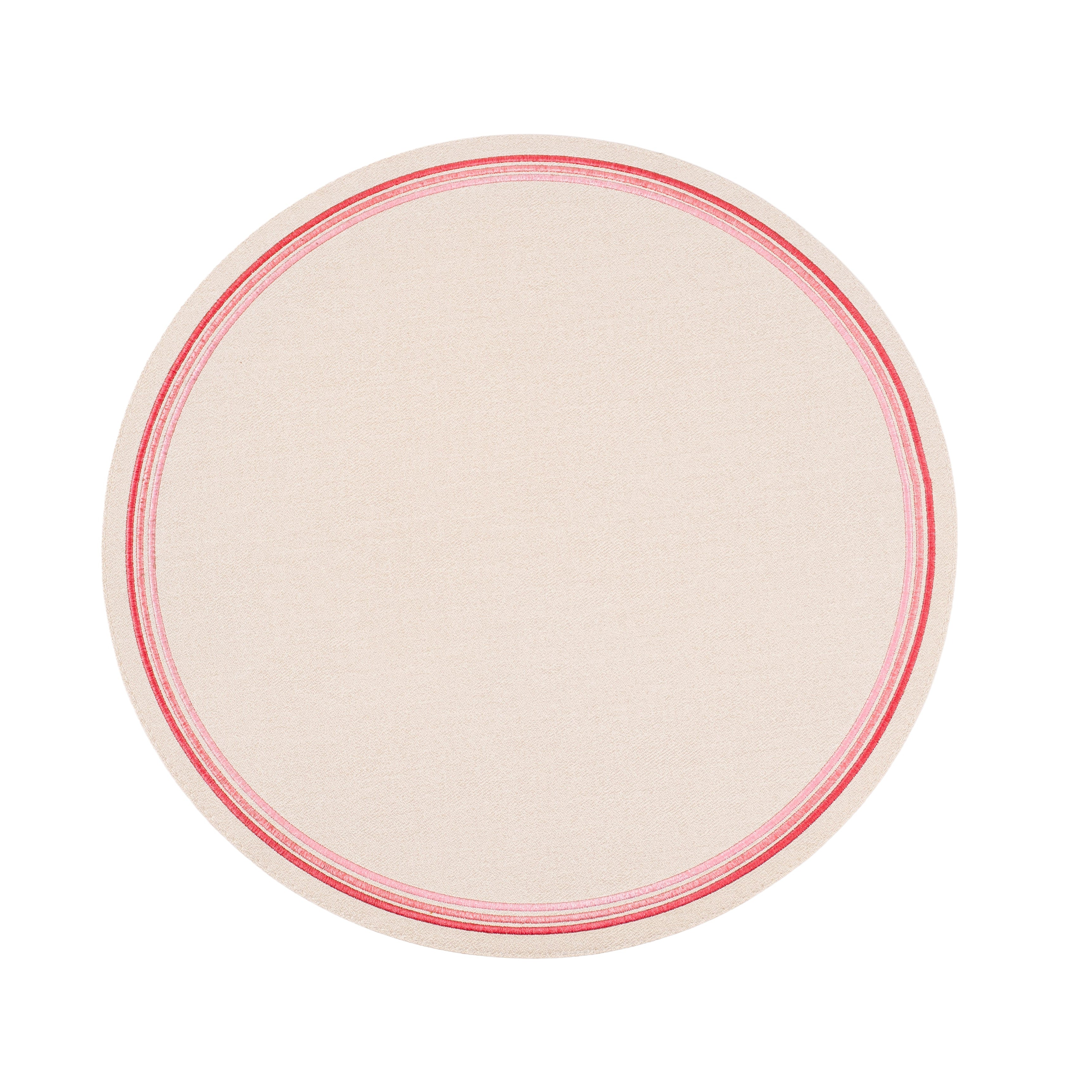 Madrid Round Placemat with Tonal Embroidery Pink