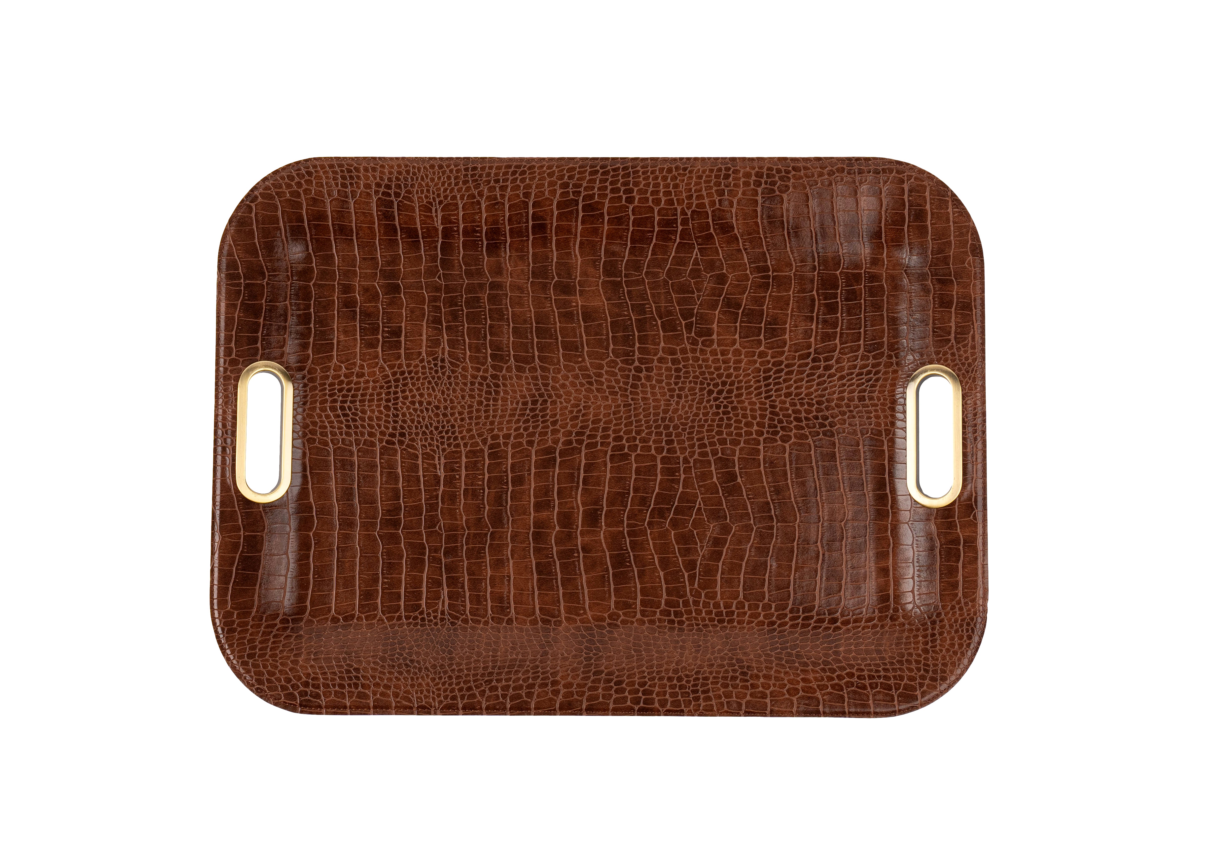 Large Serving Tray with Metal Handles