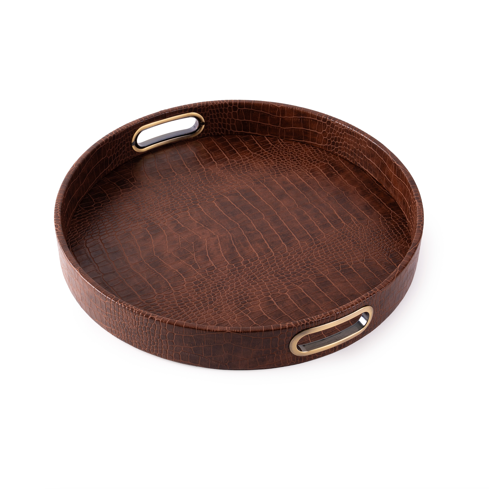 Round Design Tray with Brass Handles