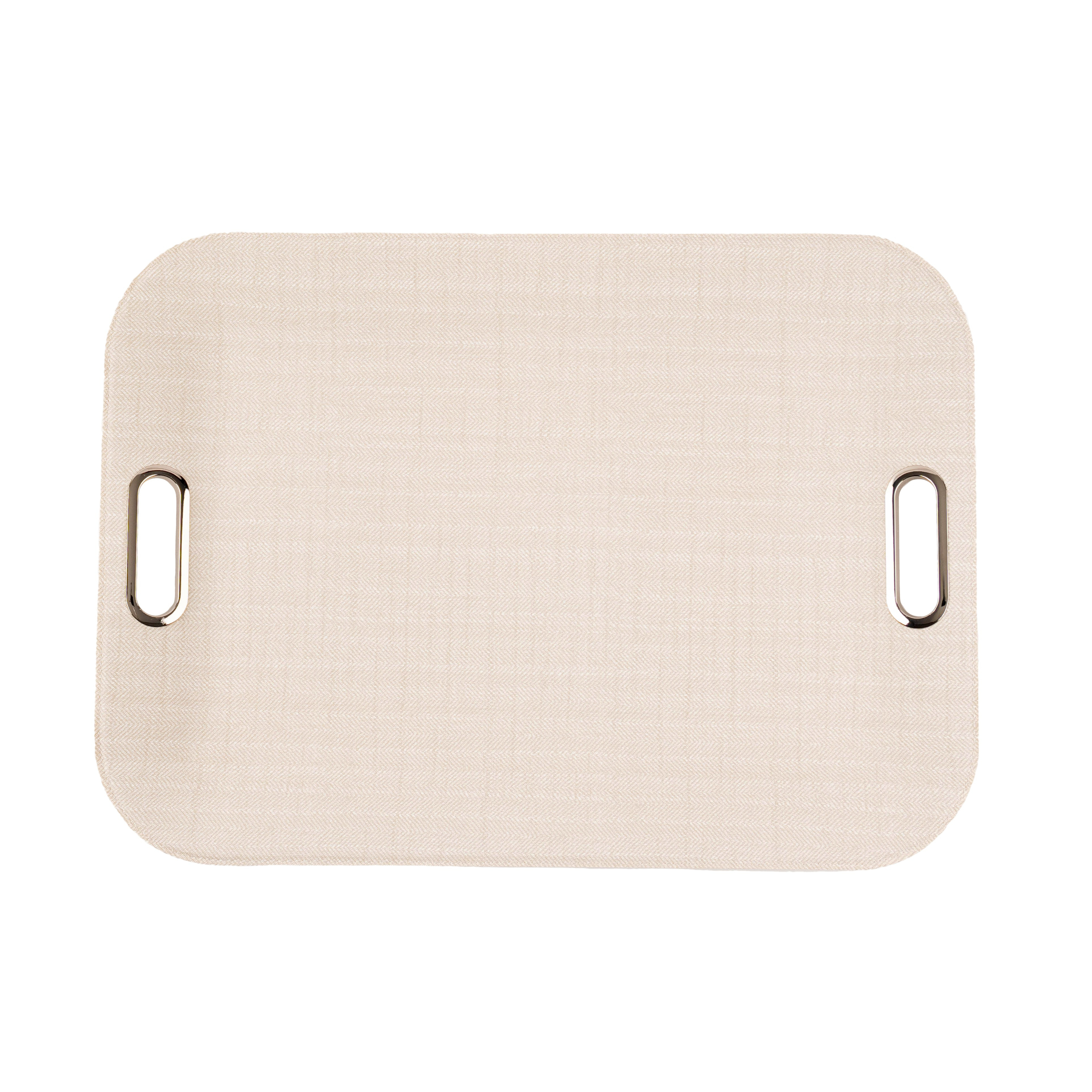 Amazon Ivory Large Serving Tray with metal handles, vegan leather tray for entertaining