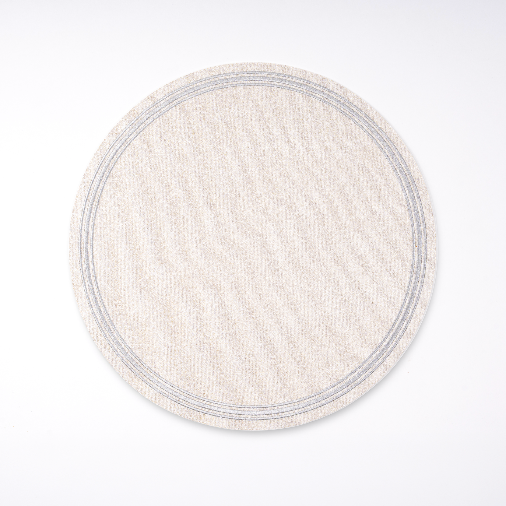 Monaco Silver Round Placemat Triple Stitch Line
