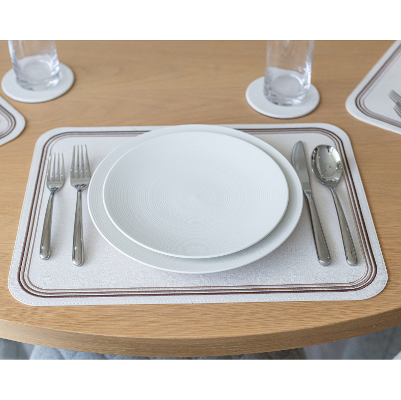 Madrid Rectangular Placemat with Tonal Embroidery Brown