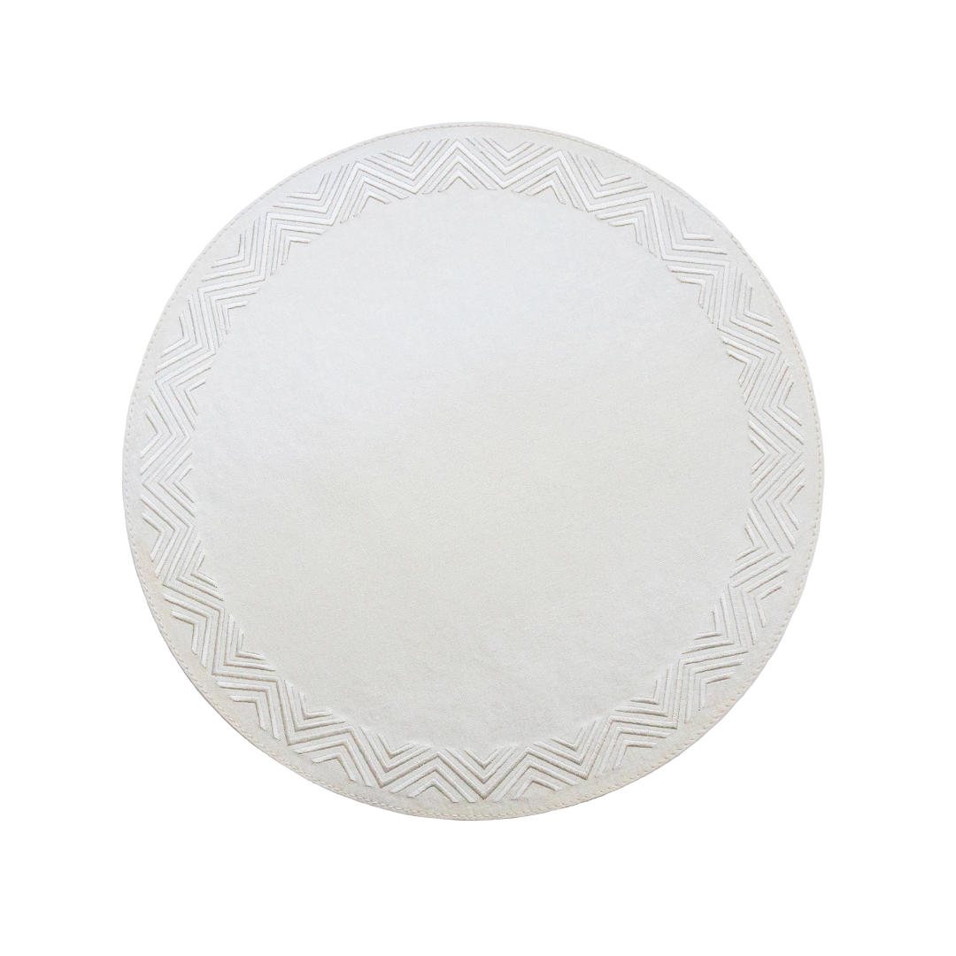 Tokyo Embroidered Triple Zig Zag Round Placemat