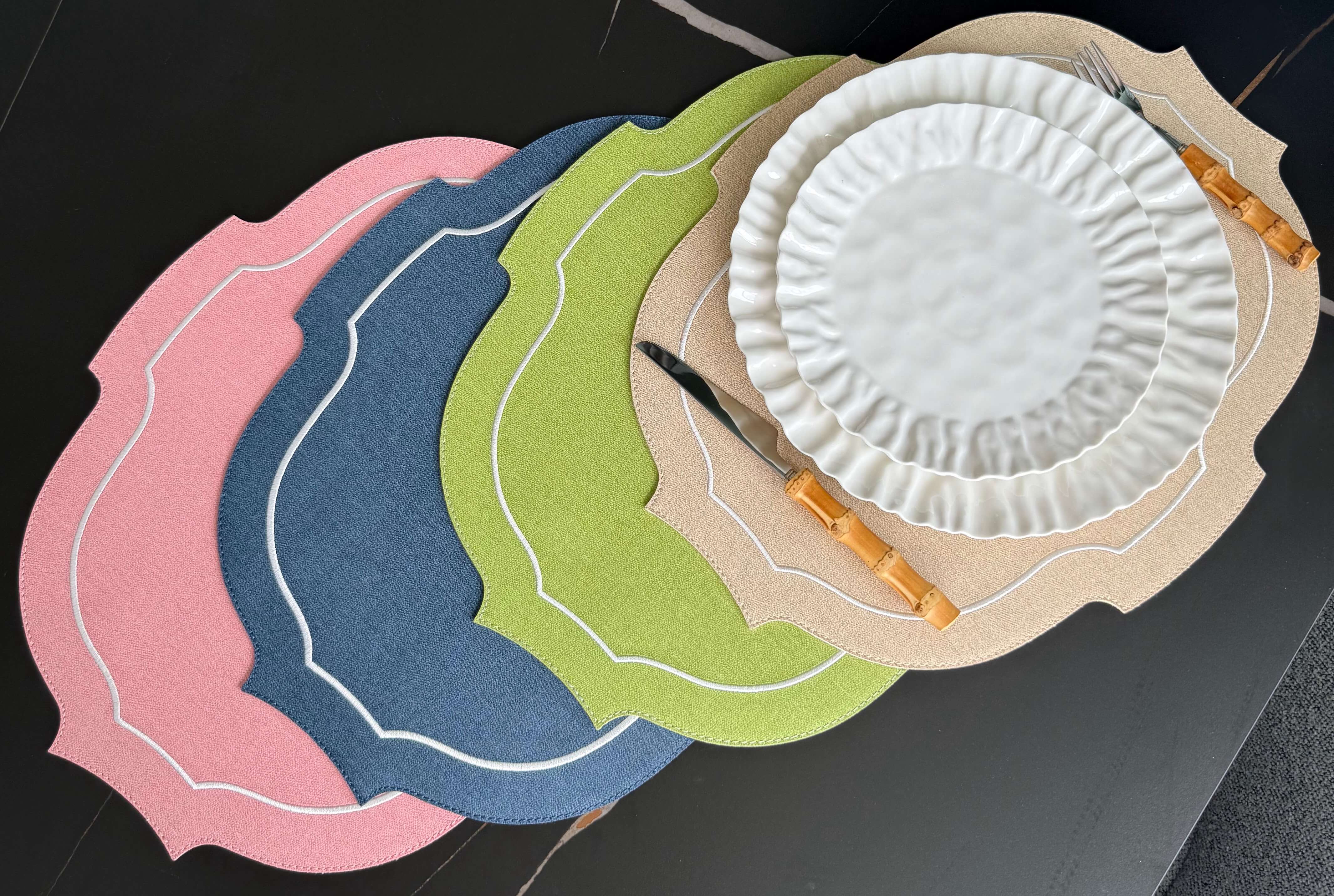 Paris Placemat with White Embroidery