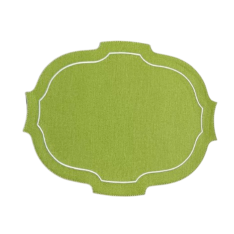 Paris Placemat with White Embroidery Denim Green