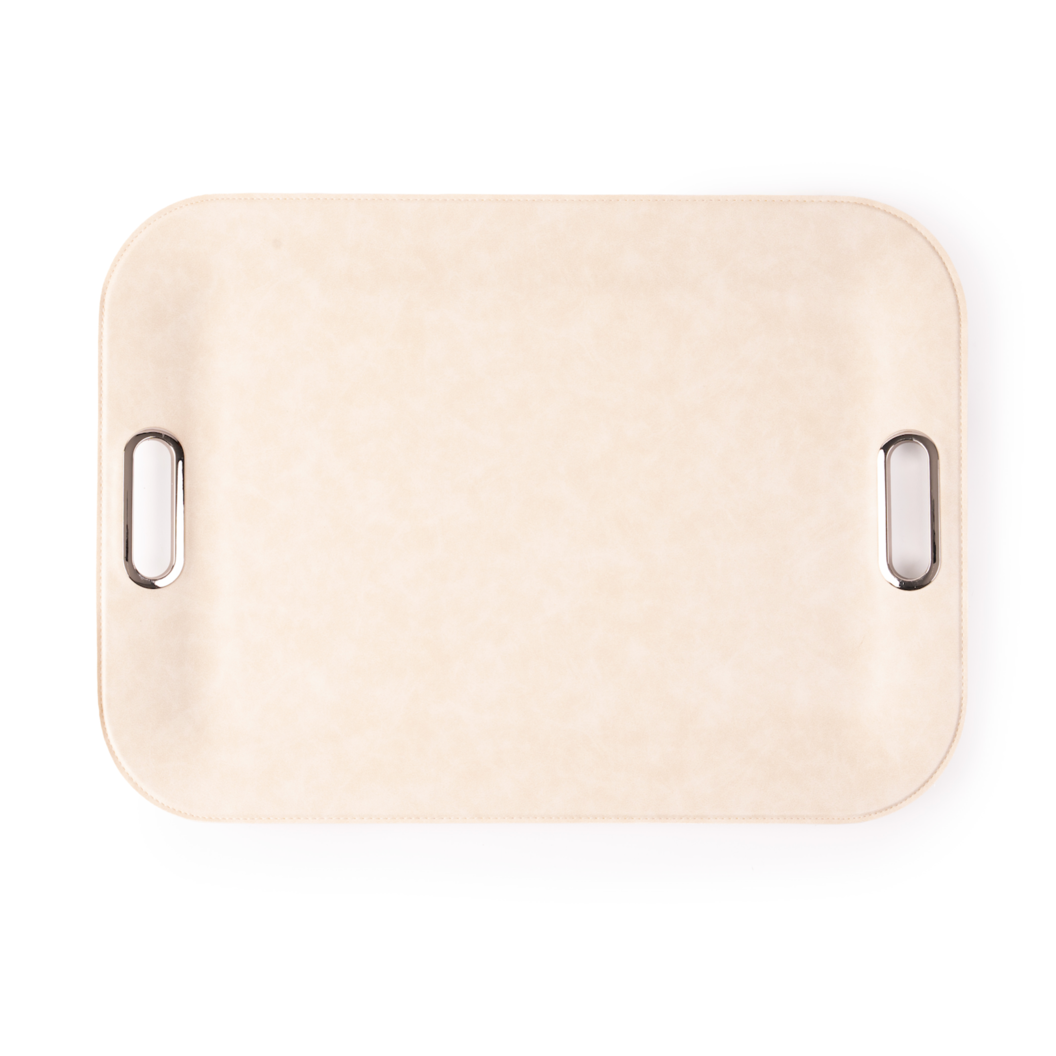Piedra ivory vegan leather tray with metal handles
