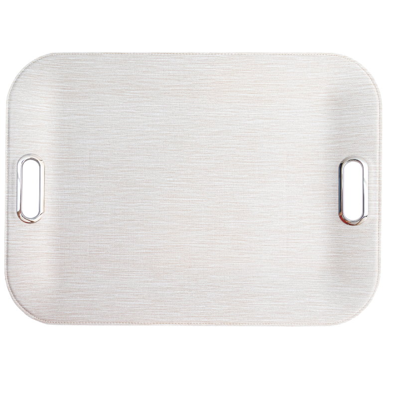 Large Serving Tray with Metal Handles