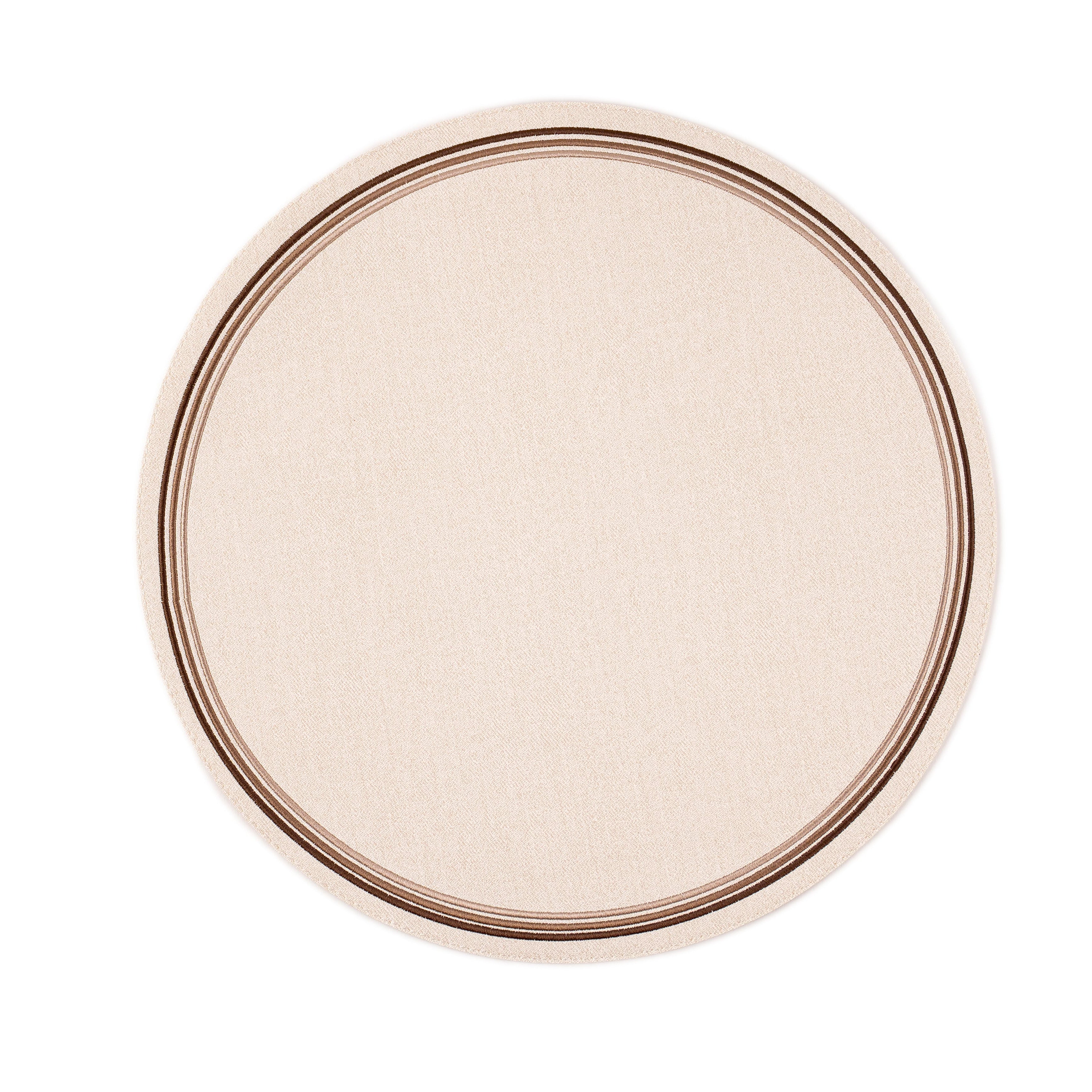 Madrid Round Placemat with Tonal Embroidery Brown