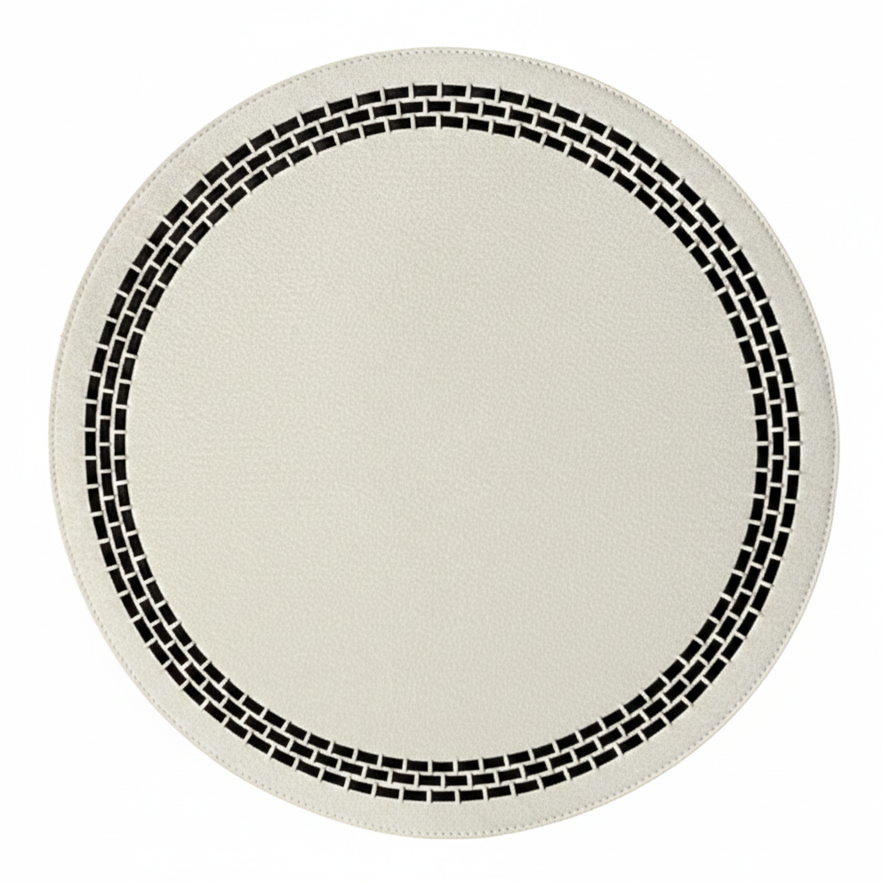 Mykonos Placemat with Leather Weave Denim White / Black
