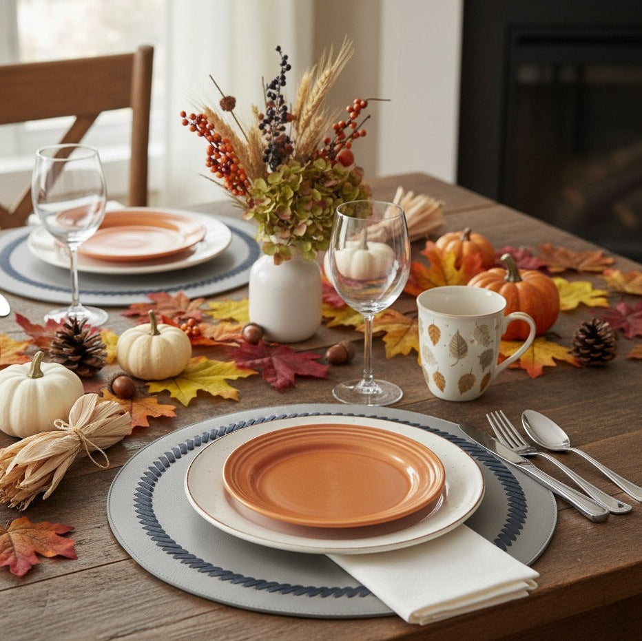 Naples Round Placemat With Leather Band Opso Grey
