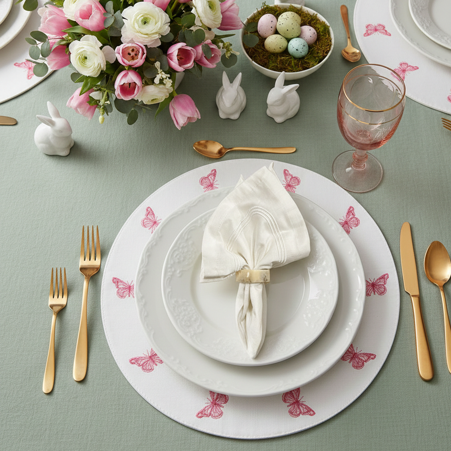 Round  Butterfly Placemat Pink