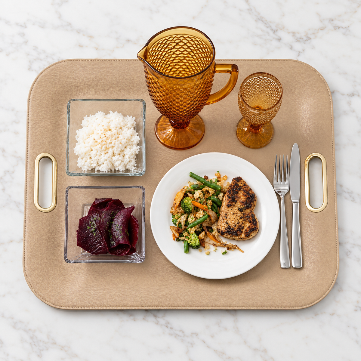 Serving Tray with brass handle 