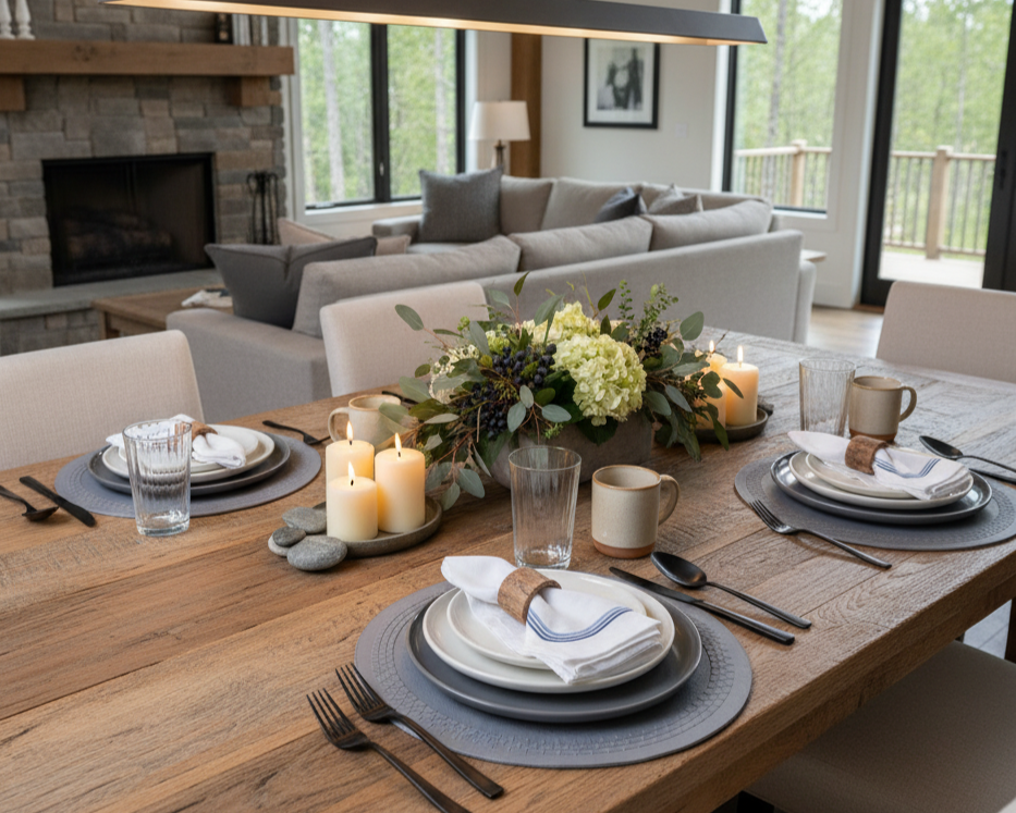 London Monotone Round Placemat with Leather Band