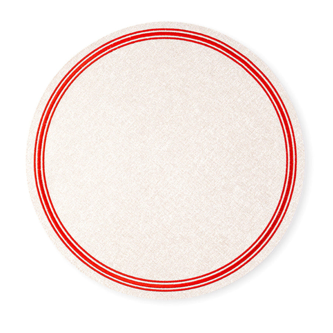 Monaco Red Round Placemat Triple Stitch Line