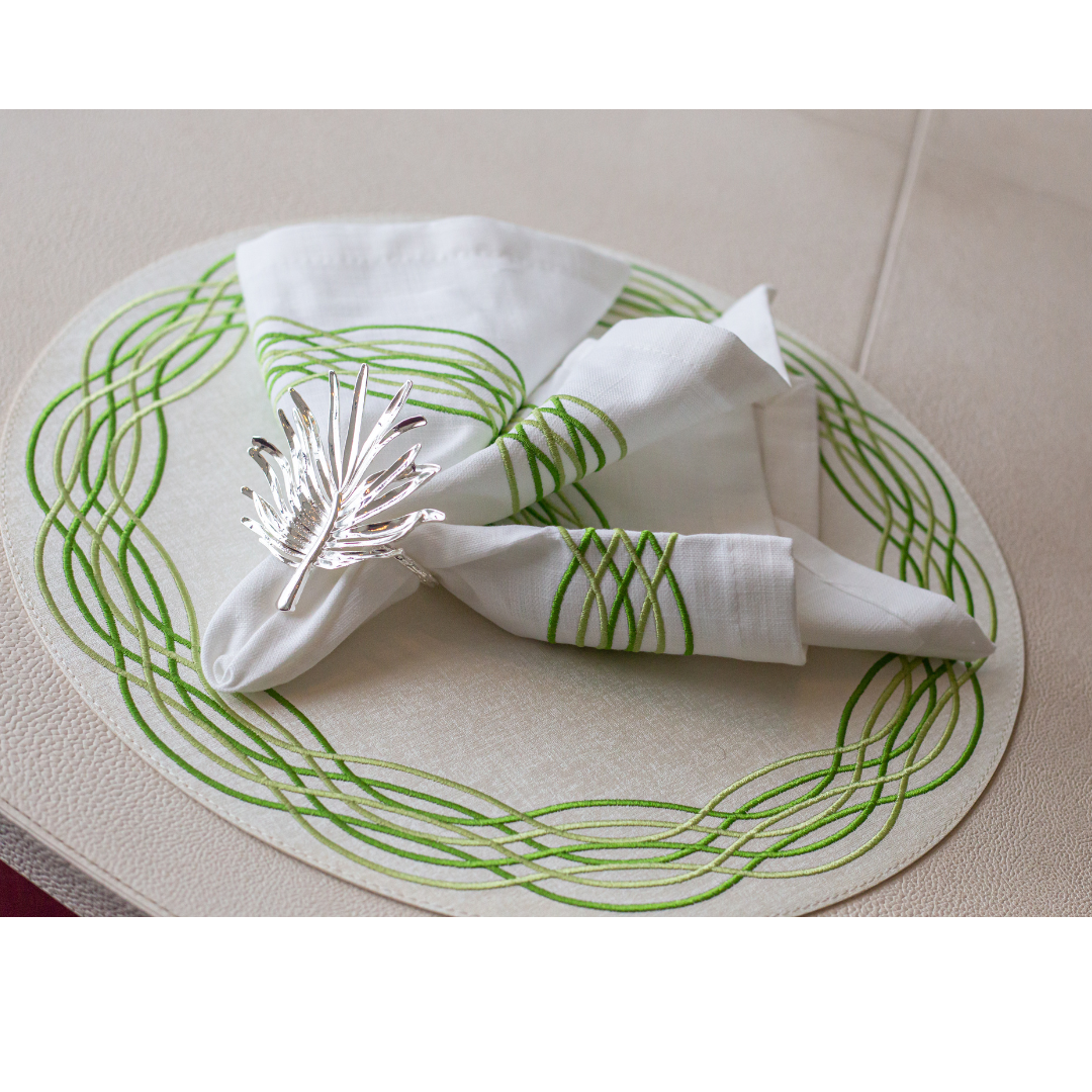 Barcelona Napkin with Spiral Embroidery