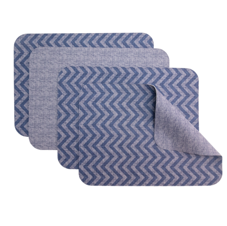 Herringbone Reversible Placemat Linen Blue / Herringbone Blue