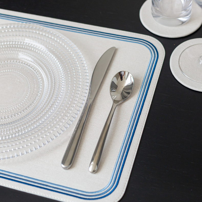 Madrid Rectangular Placemat with Tonal Embroidery Pink