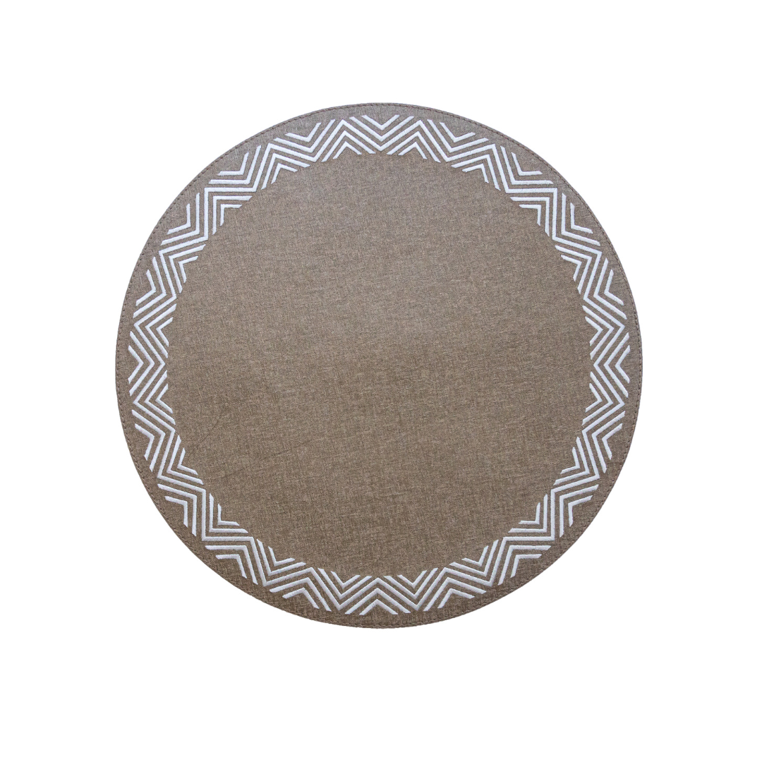 Tokyo Embroidered Triple Zig Zag Round Placemat