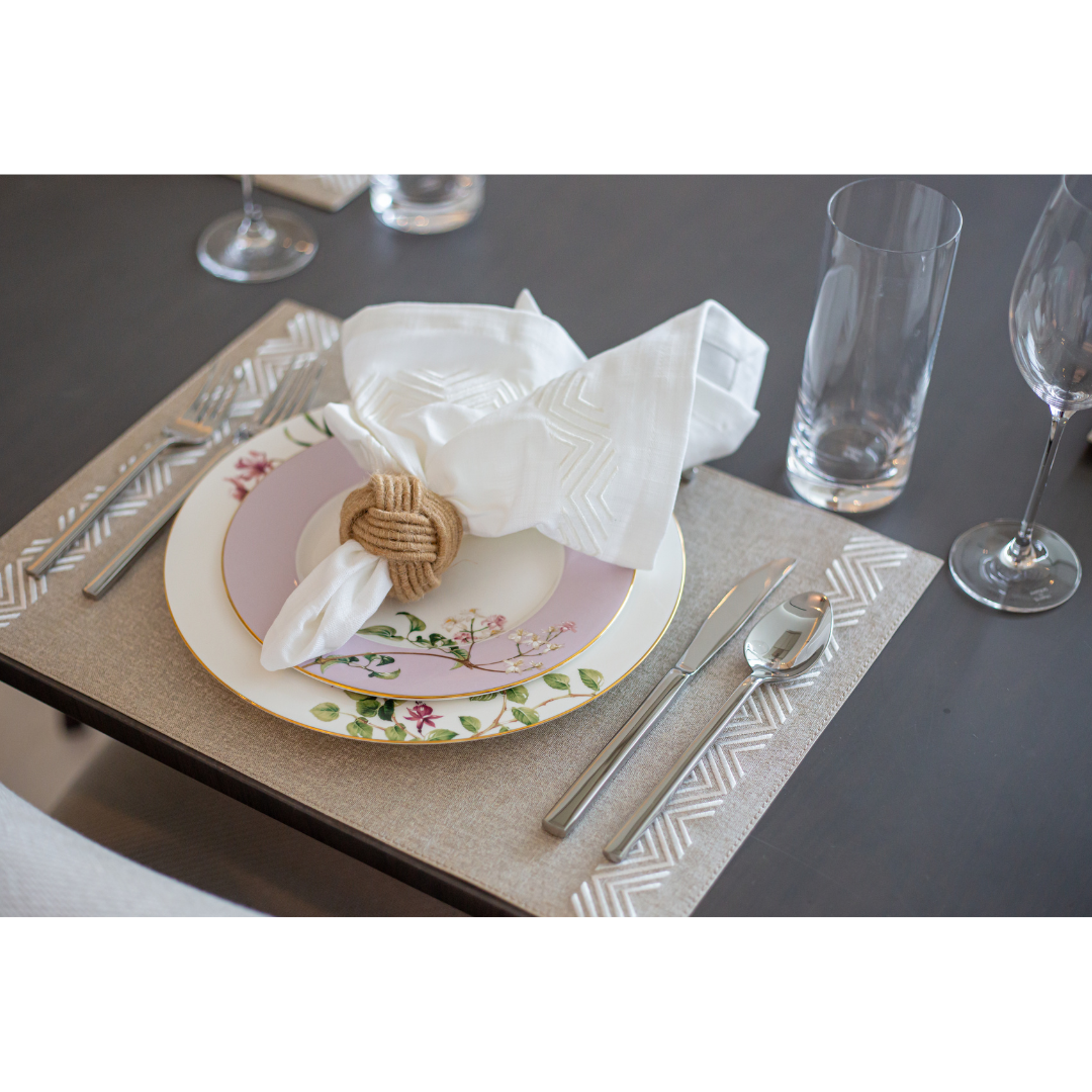 Tokyo Embroidered Triple Zig Zag Rectangular Placemat
