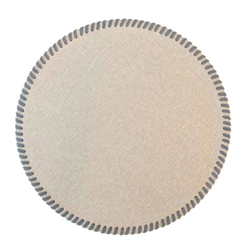 Leather detail placemats under white dinnerware, dinner party place settings - Manhattan, Bold Decor