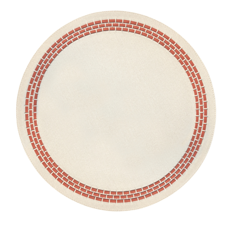 Mykonos Placemat with Leather Weave Denim White / Orange