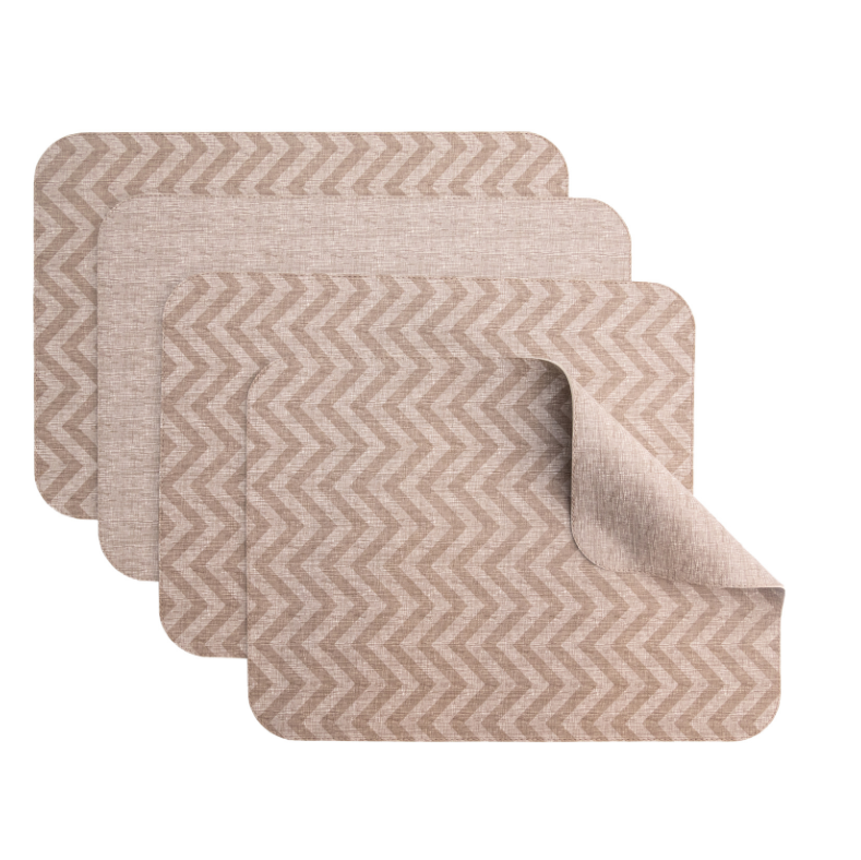 Herringbone Reversible Placemat Linen Beige / Herringbone Beige