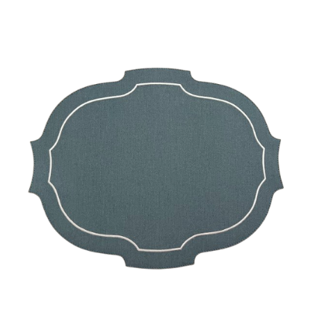 Paris Placemat with White Embroidery Denim Blue