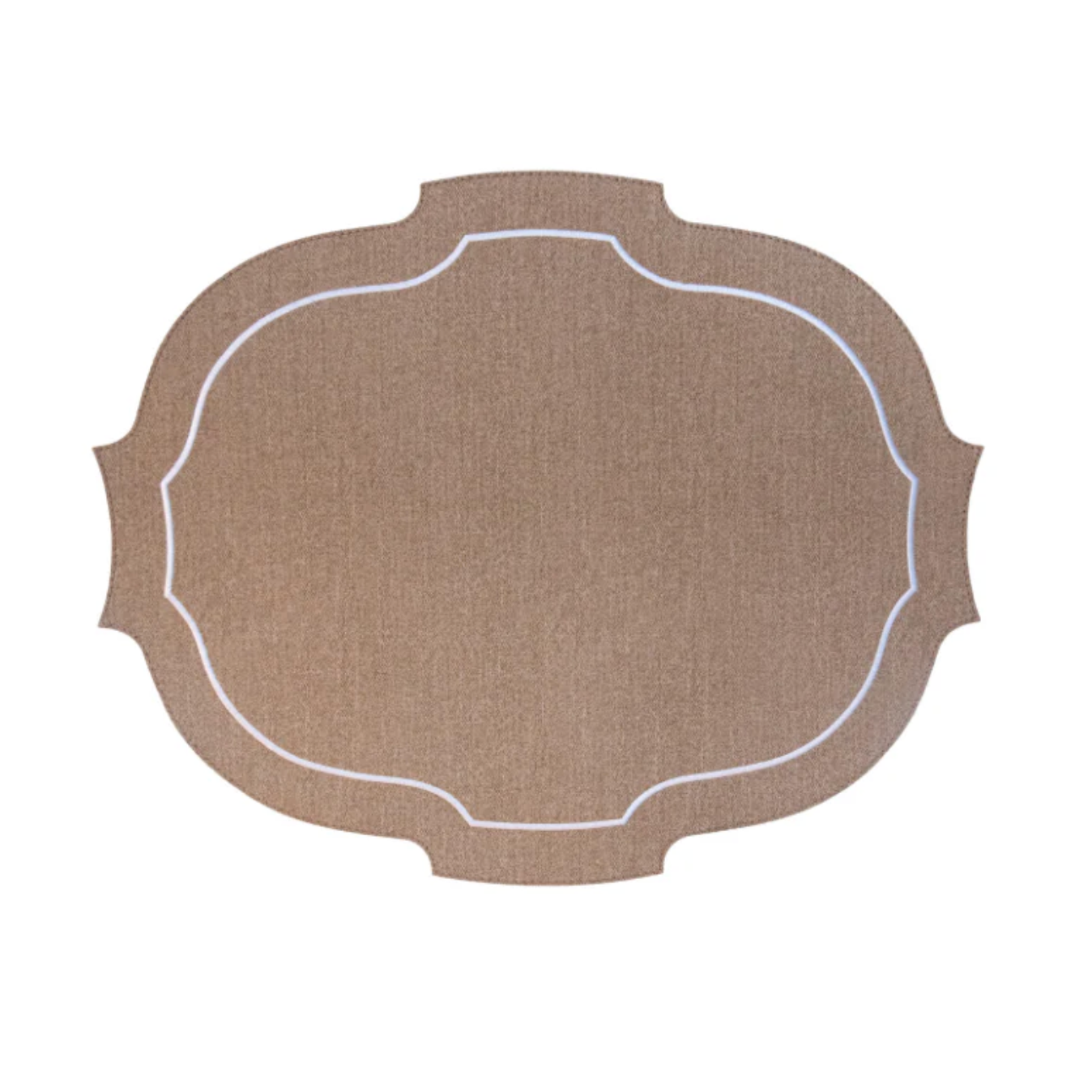 Paris Placemat with White Embroidery Denim Brown