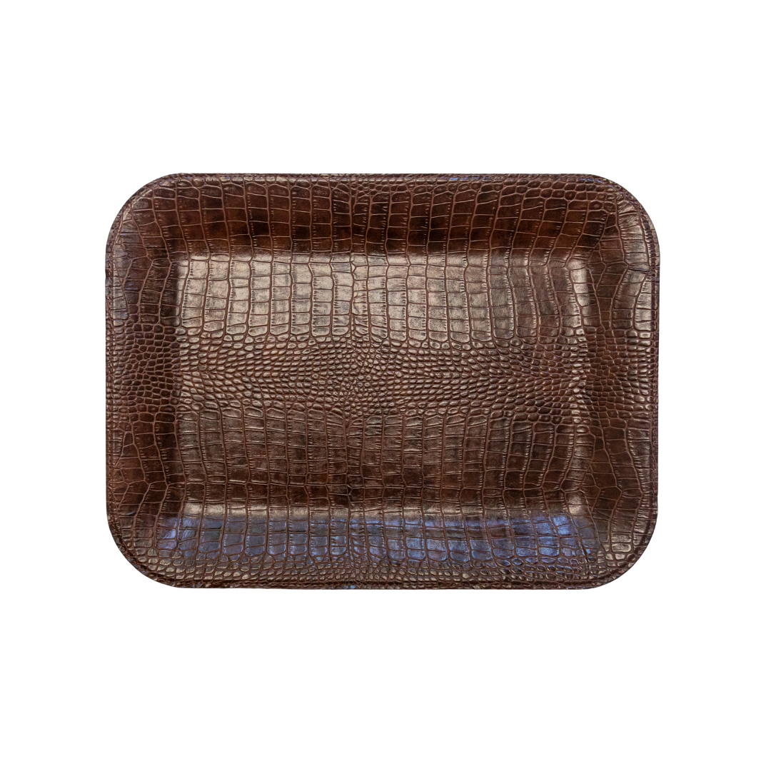 Small Decorating and Serving Tray Crocodile Brown