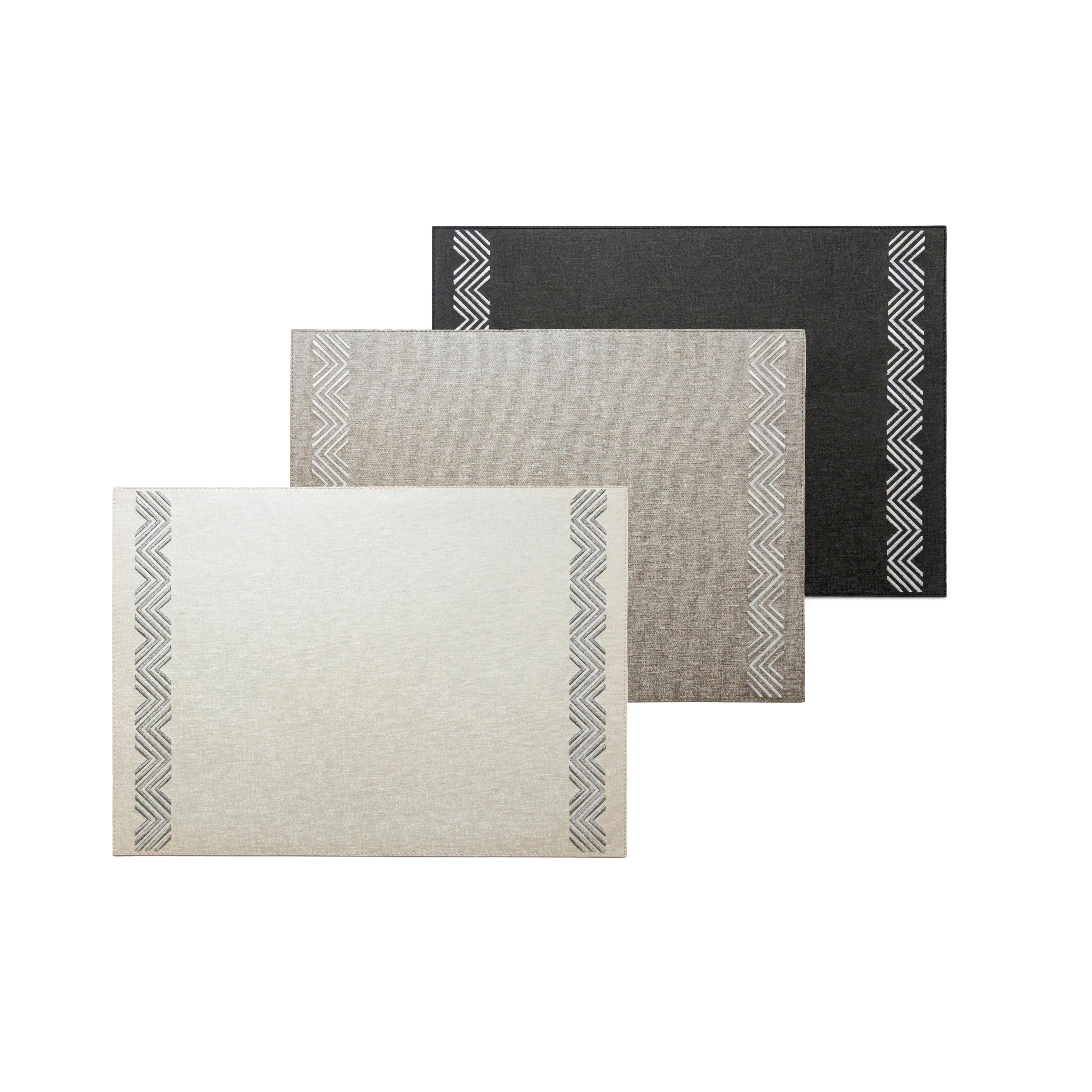 Tokyo Embroidered Triple Zig Zag Rectangular Placemat